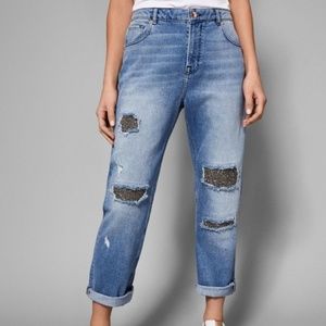 Ted Baker Grannya Sparkle Abrasion Boyfriend Jeans